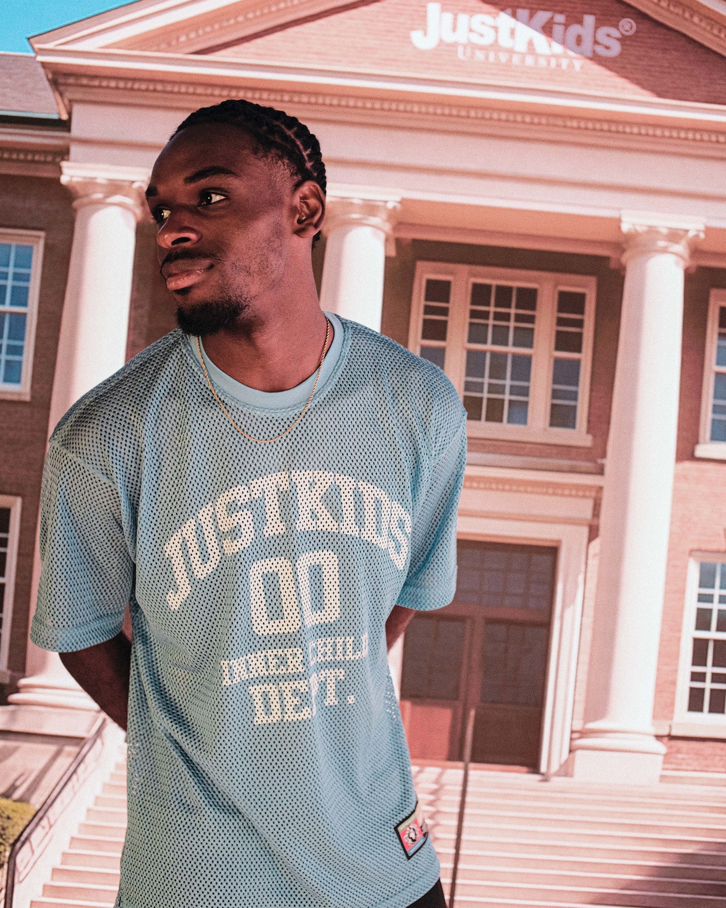 JustKids - Baby blue Mesh Basketball T-shirt University