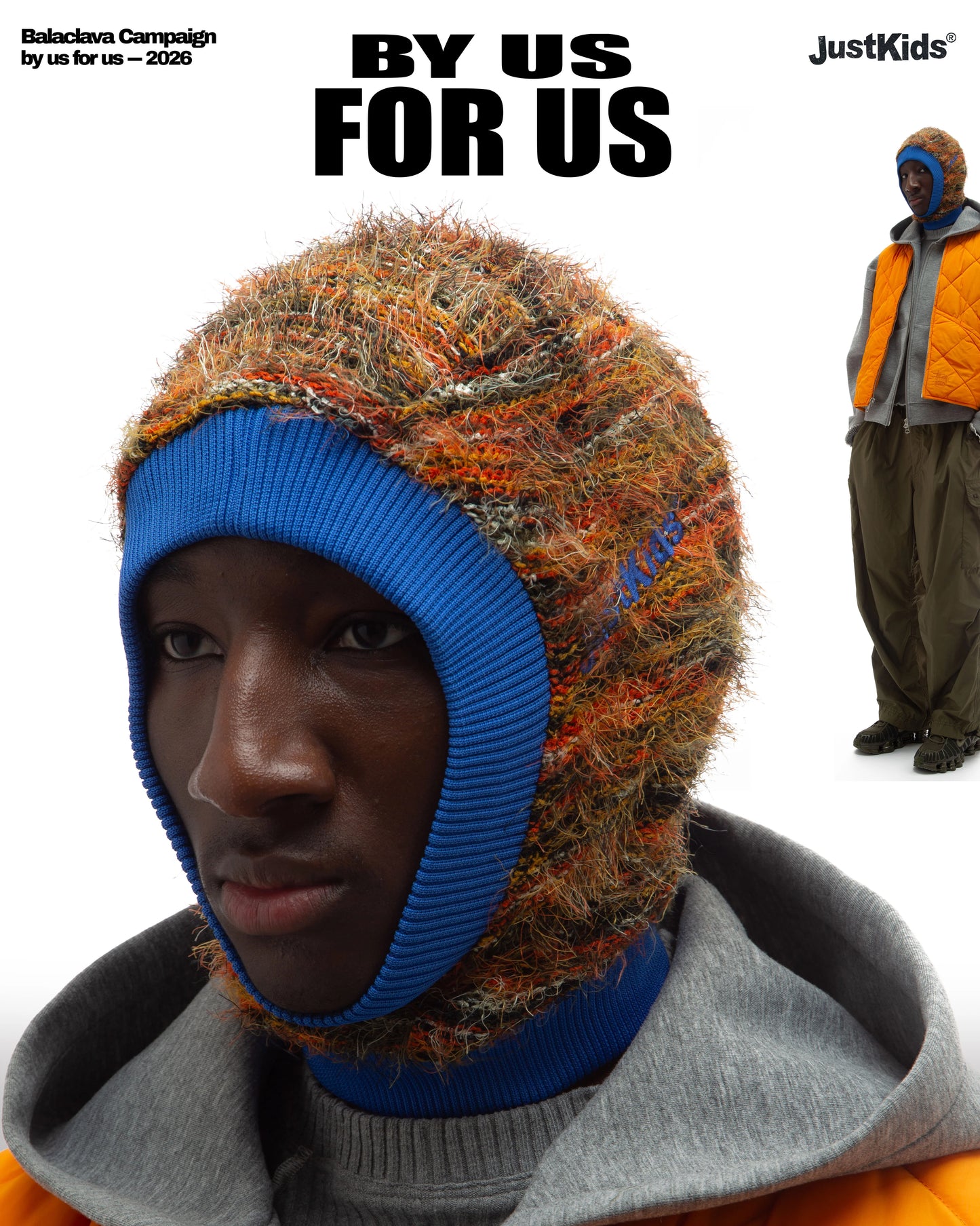 JustKids - Childhood Balaclava reversible Multicolor / Electric Orange